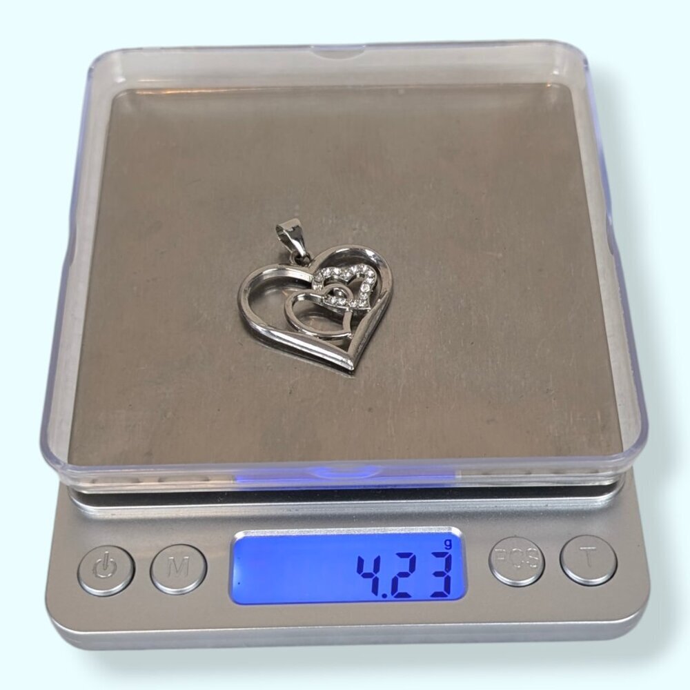 Heart Cut Out Rhinestone Pendant - Picture 4 of 4